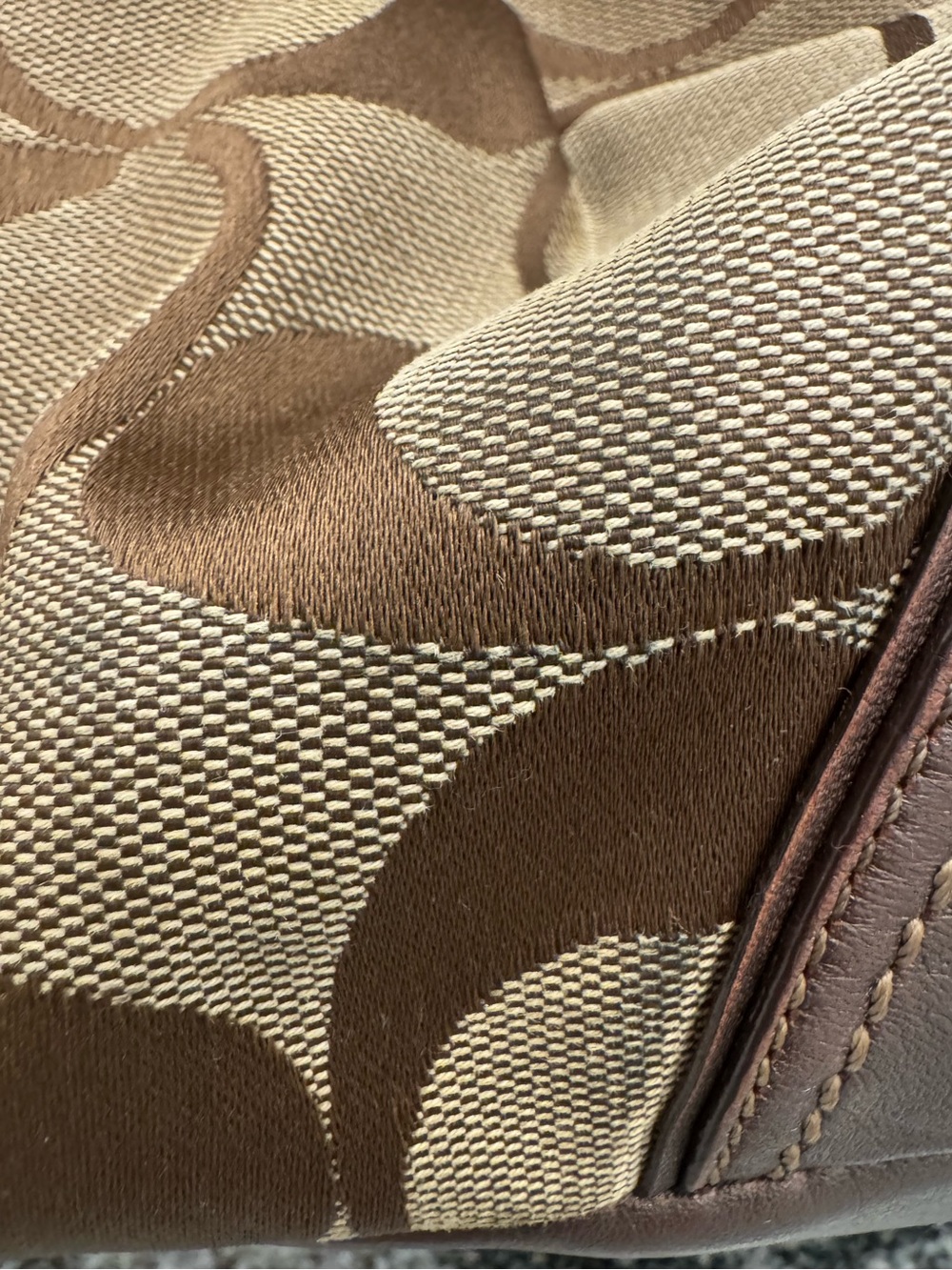 Coach Brown Ergo Pleated Satchel Signature Kisslock Canvas Shoulder Bag **FAIR** - Picture 13 of 16